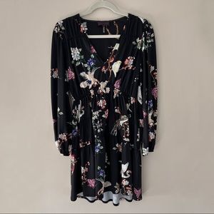 Hale Bob Floral Long Sleeve Dress Crane Birds